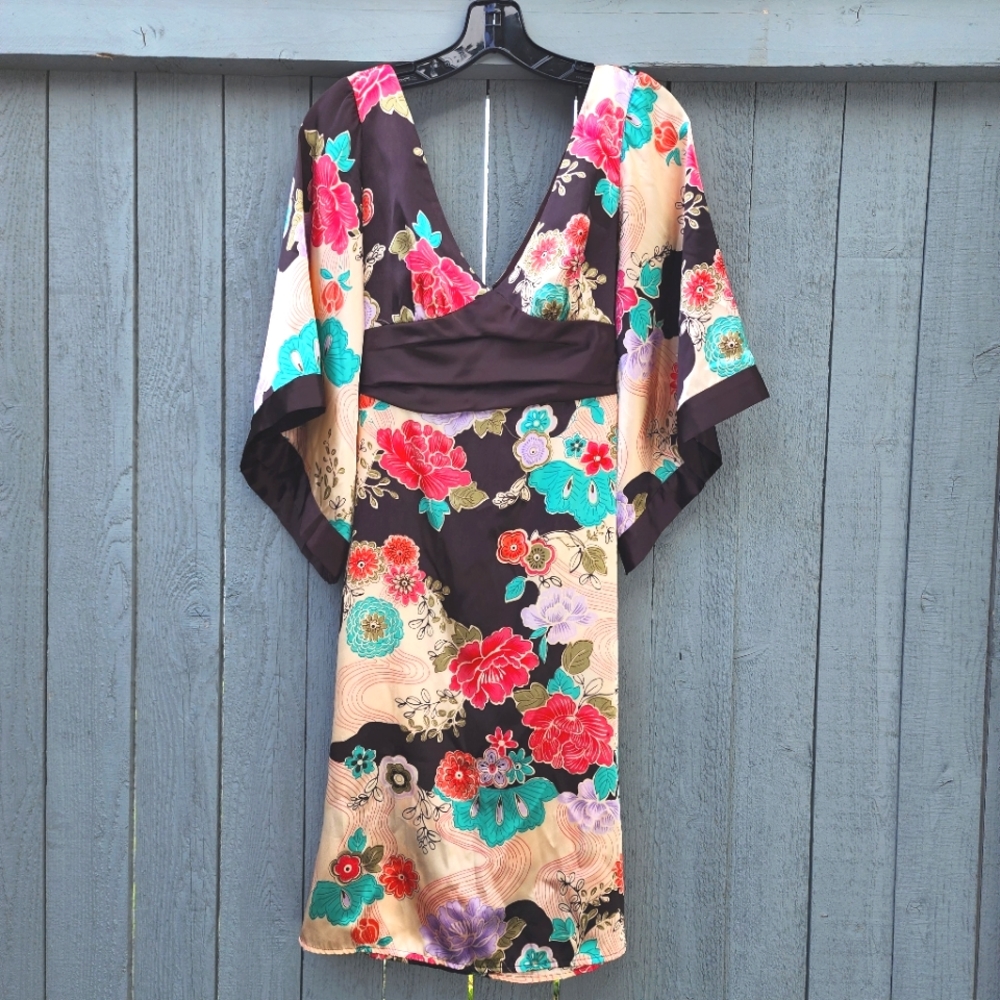 Arden B Vintage V Neck Floral Print Dress Size M